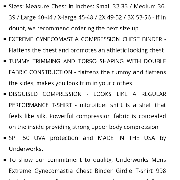 Underworks Crew Neck Black Concealer Microfiber Shirt for Gynecomastia & Binding - Picture 3 of 7